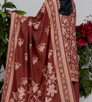 Women's Unstiched brand Sanabil kapra Printed Karandi shirt 3Mtr Karandi Dupatta 2.5Mtr Dyed Karandi Trouser 2.5Mtr