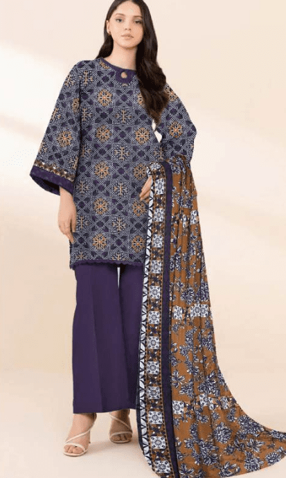 women's unstitched grid lines sapphire gokce digital printed viscose vol 09-24